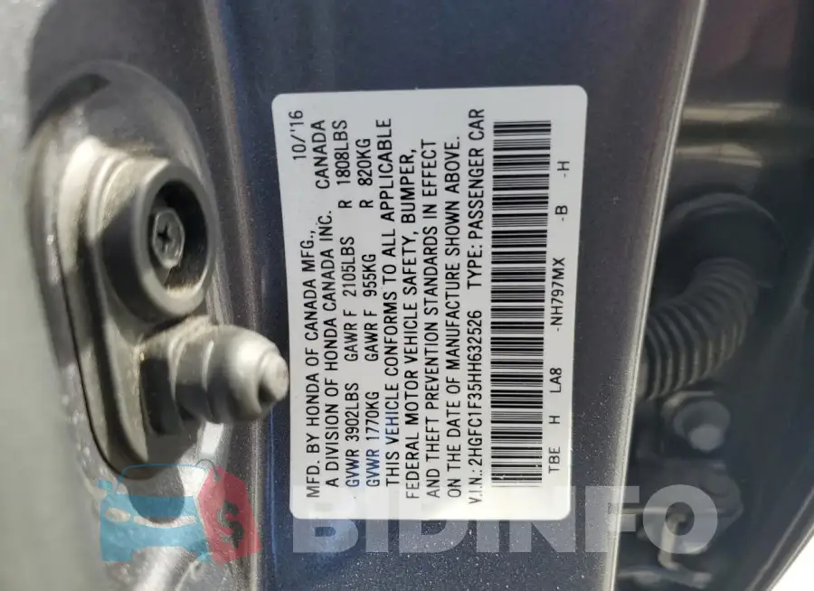 2HGFC1F35HH632526 Photo# 13