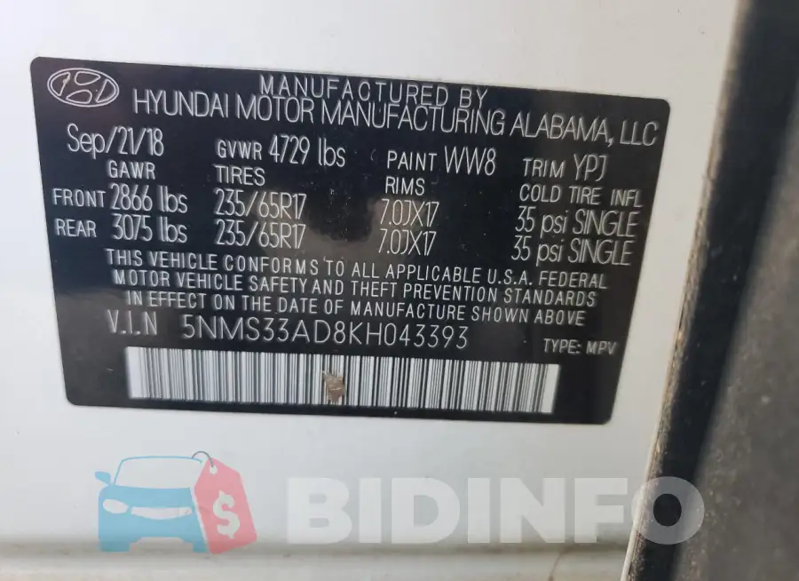 5NMS33AD8KH043393 Photo# 12
