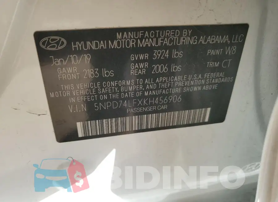 5NPD74LFXKH456906 Photo# 12