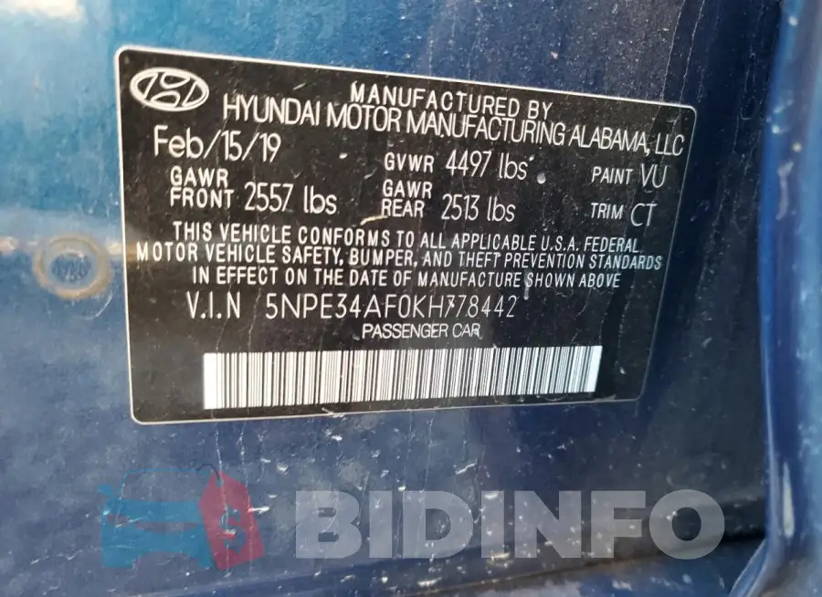 5NPE34AF0KH778442 Photo# 13