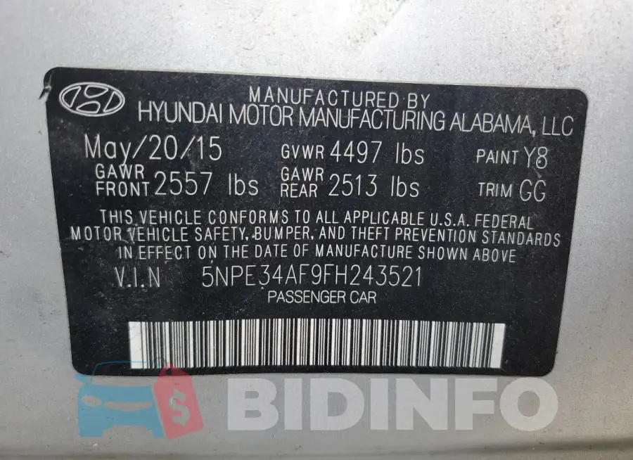 5NPE34AF9FH243521 Photo# 12