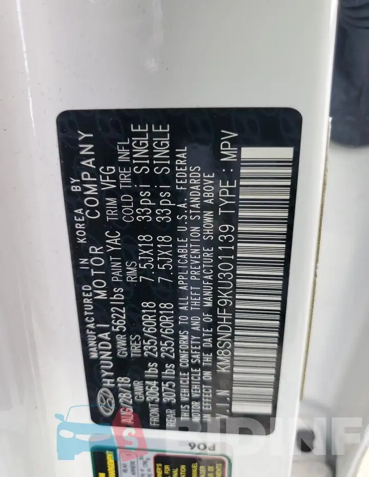 KM8SNDHF9KU301139 Photo# 14
