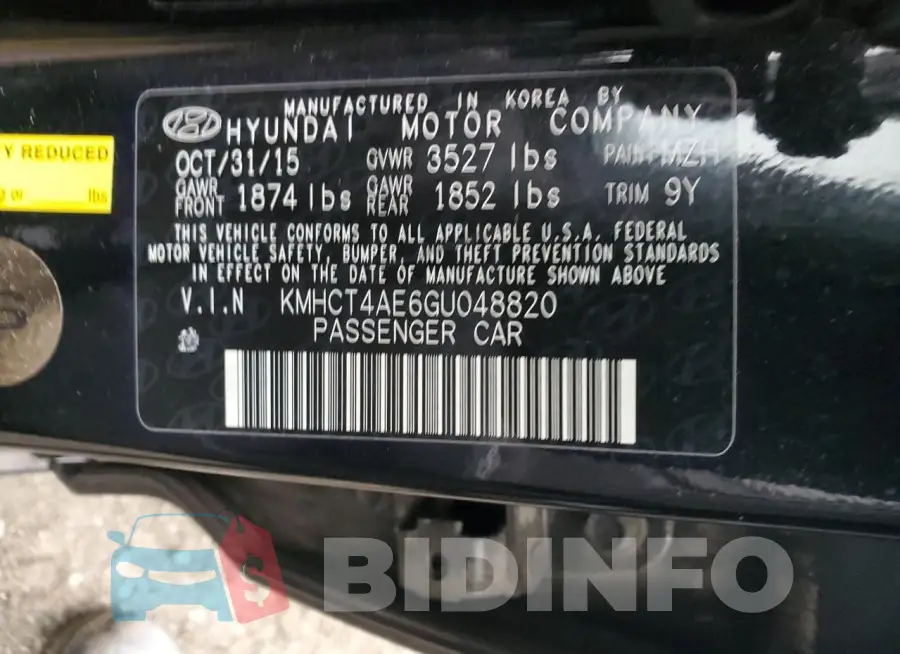 KMHCT4AE6GU048820 Photo# 12