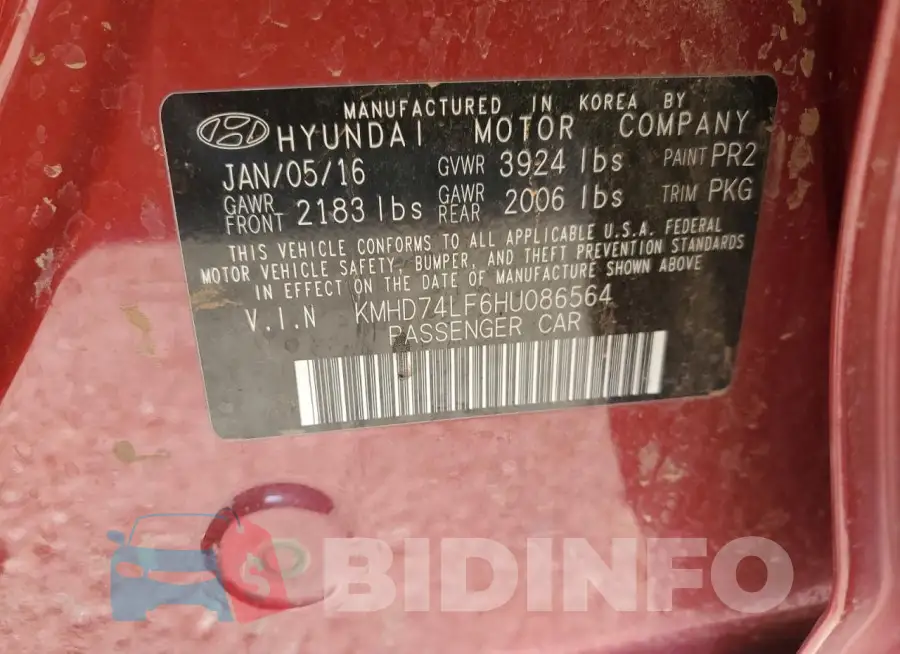 KMHD74LF6HU086564 Photo# 12