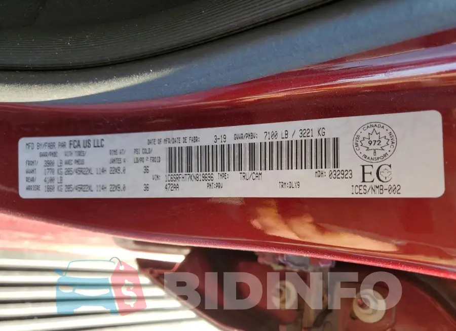1C6SRFHT7KN819696 Photo# 13