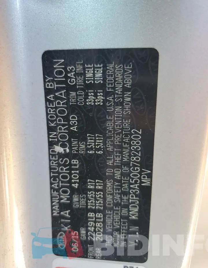 KNDJP3A50G7823802 Photo# 13