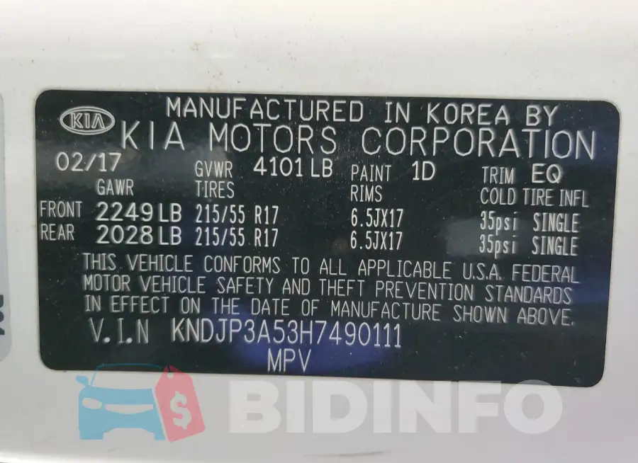 KNDJP3A53H7490111 Photo# 12