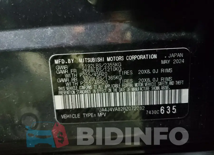 JA4J4VA82RZ072282 Photo# 14