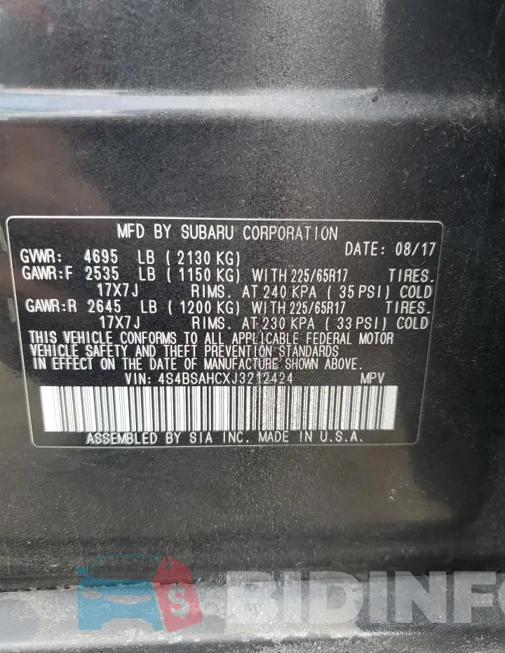 4S4BSAHCXJ3212424 Photo# 12