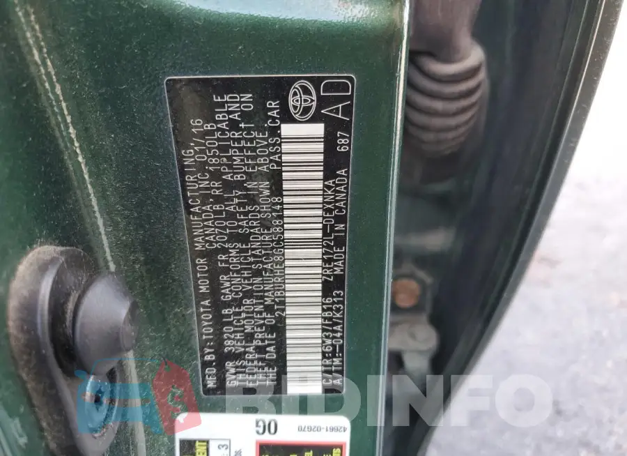 2T1BURHE8GC588148 Photo# 13