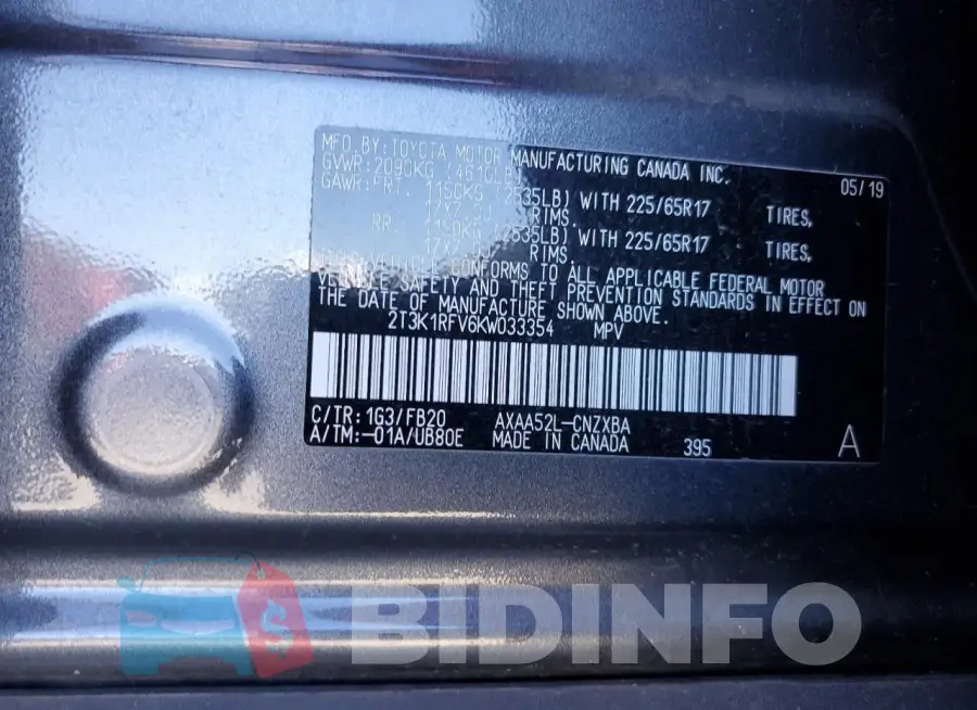 2T3K1RFV6KW033354 Photo# 13