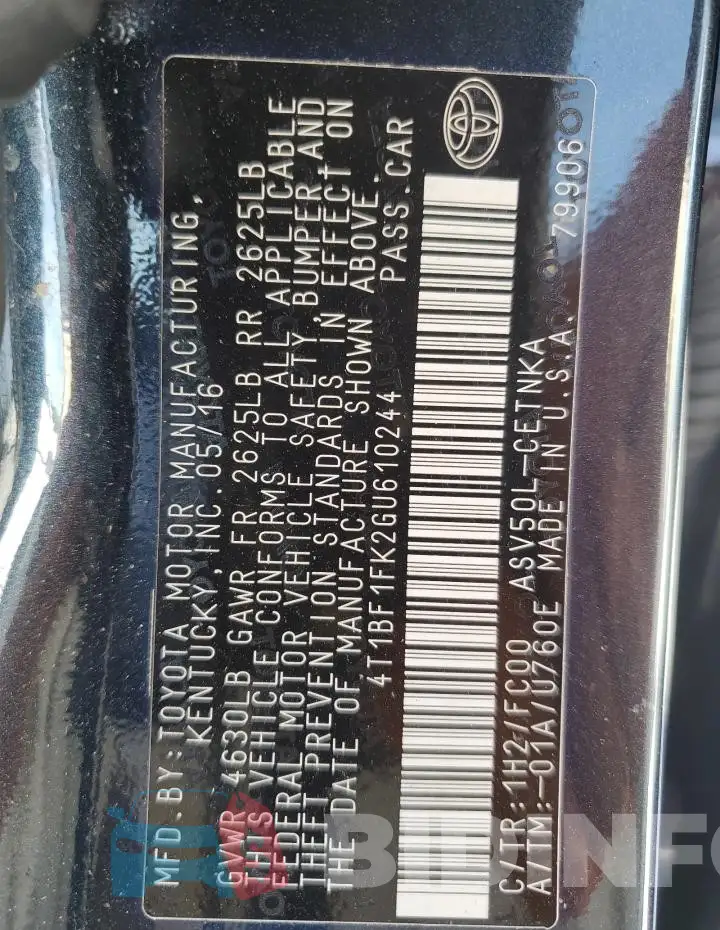 4T1BF1FK2GU610244 Photo# 12