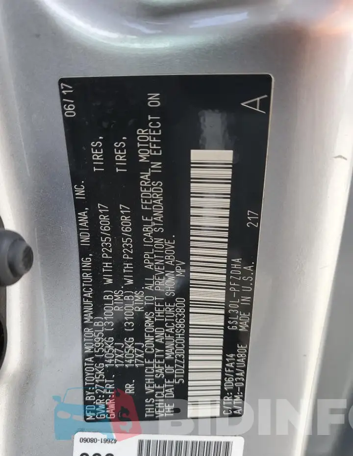 5TDZZ3DC0HS863800 Photo# 13