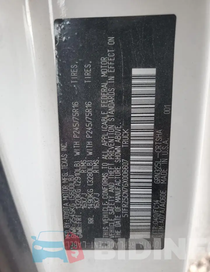 5TFRZ5CN7GX006607 Photo# 12