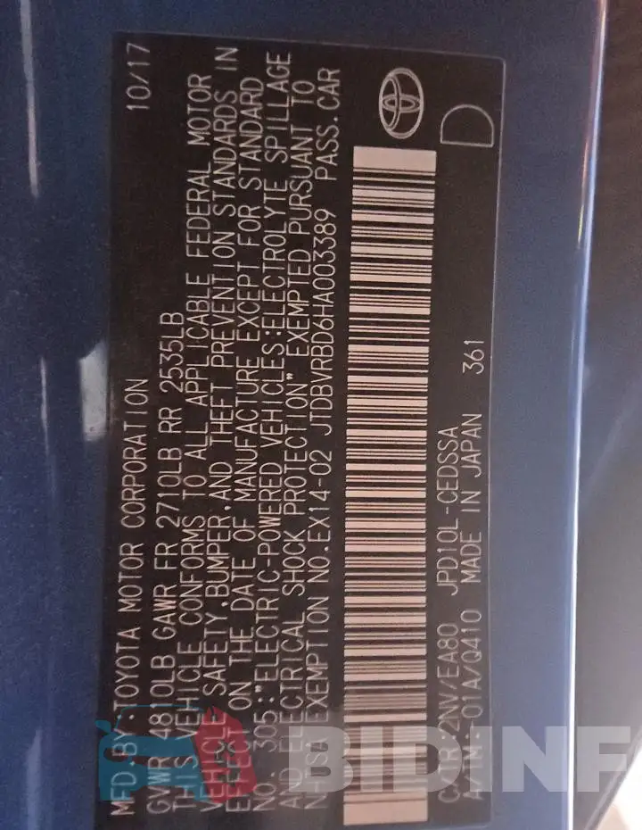 JTDBVRBD6HA003389 Photo# 12