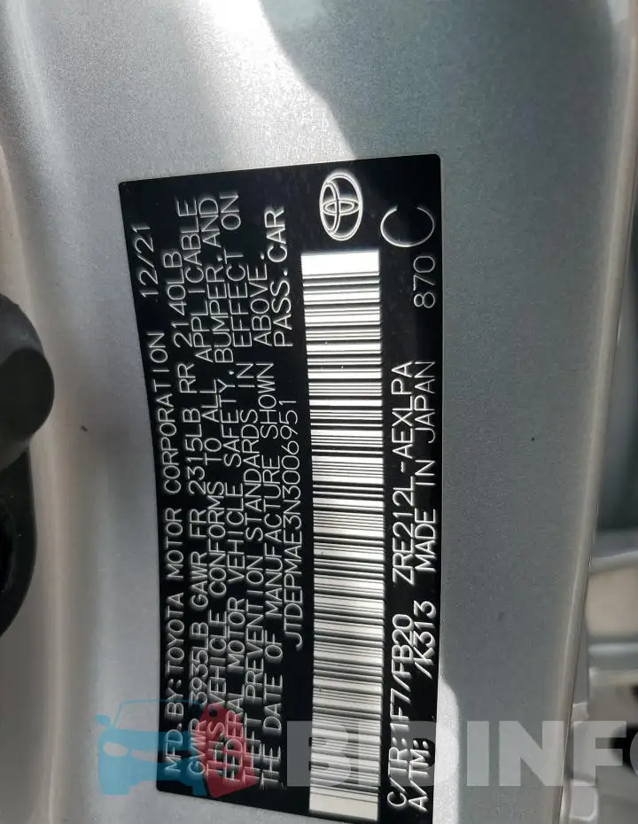 JTDEPMAE3N3006951 Photo# 13