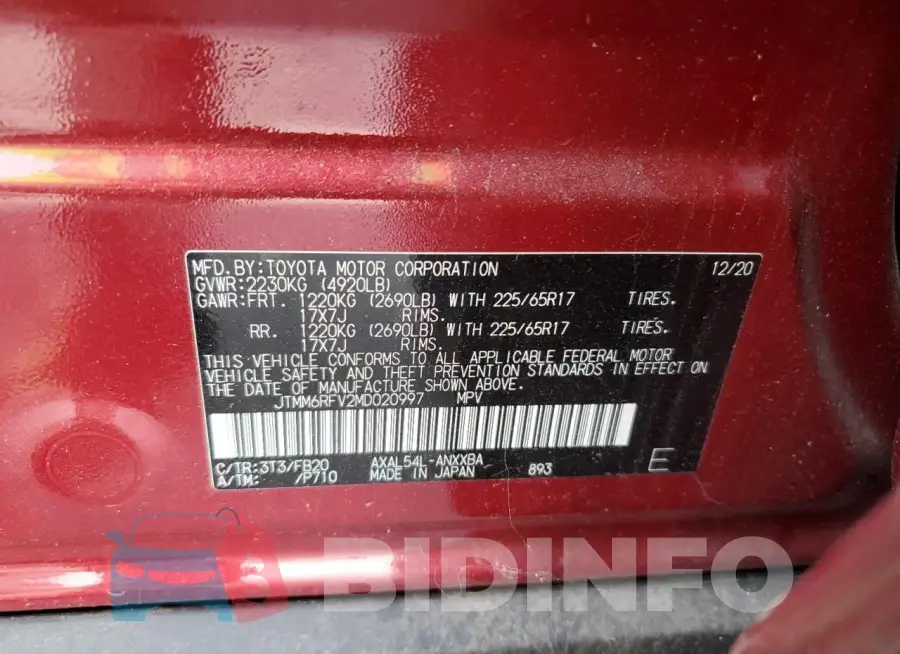 JTMM6RFV2MD020997 Photo# 13