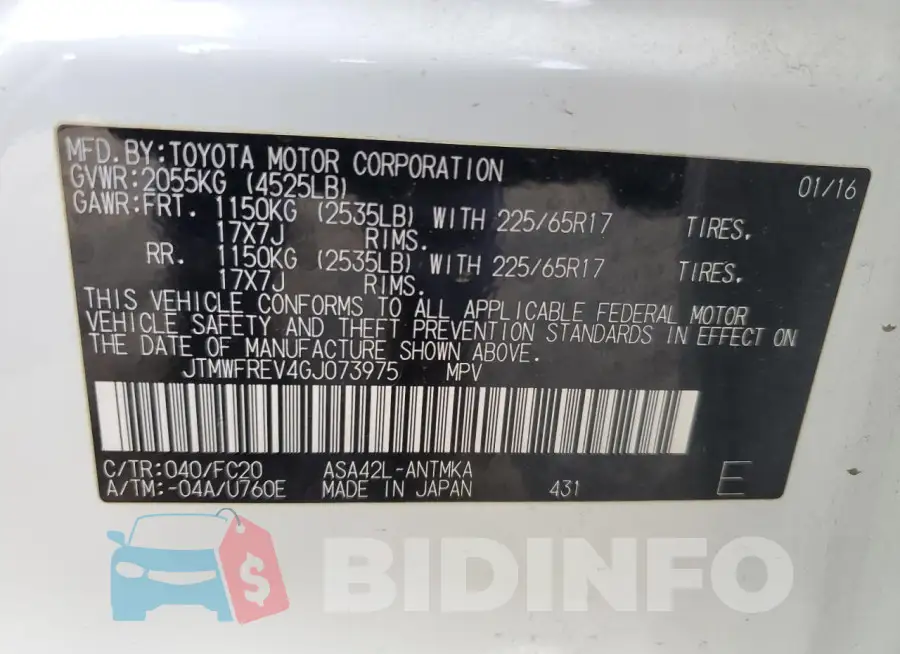 JTMWFREV4GJ073975 Photo# 14