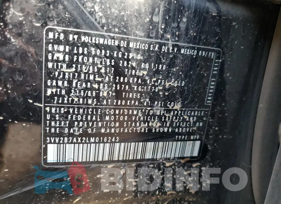 3VV2B7AX2LM016243 Photo# 13
