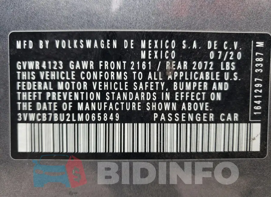 3VWCB7BU2LM065849 Photo# 13