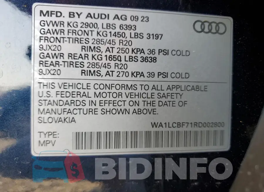 WA1LCBF71RD002800 Photo# 13