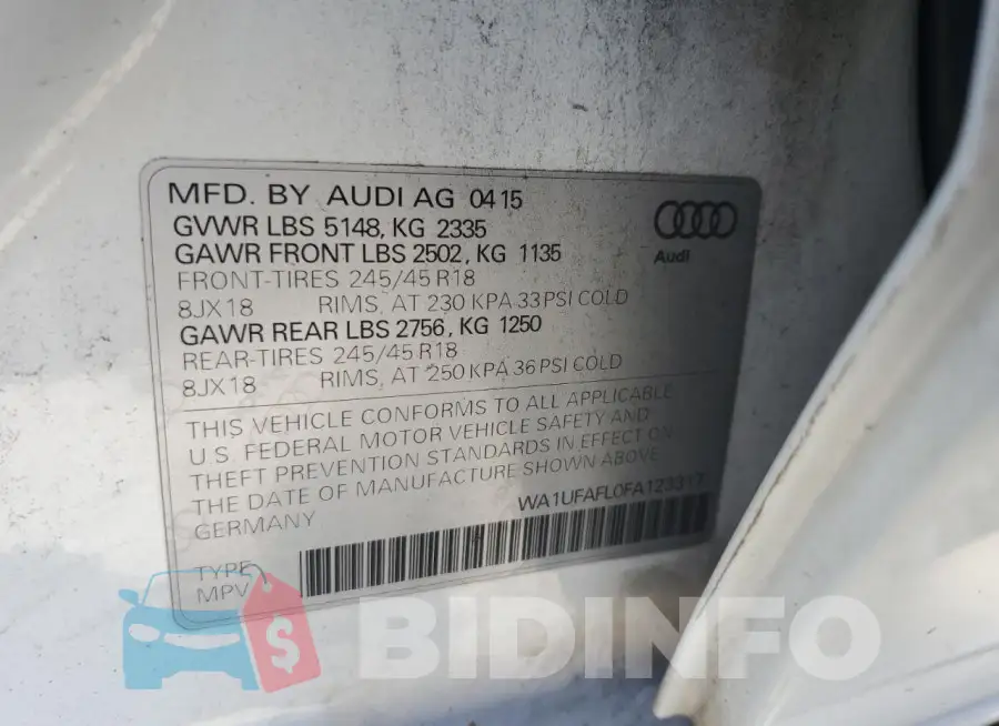 WA1UFAFL0FA123317 Photo# 13