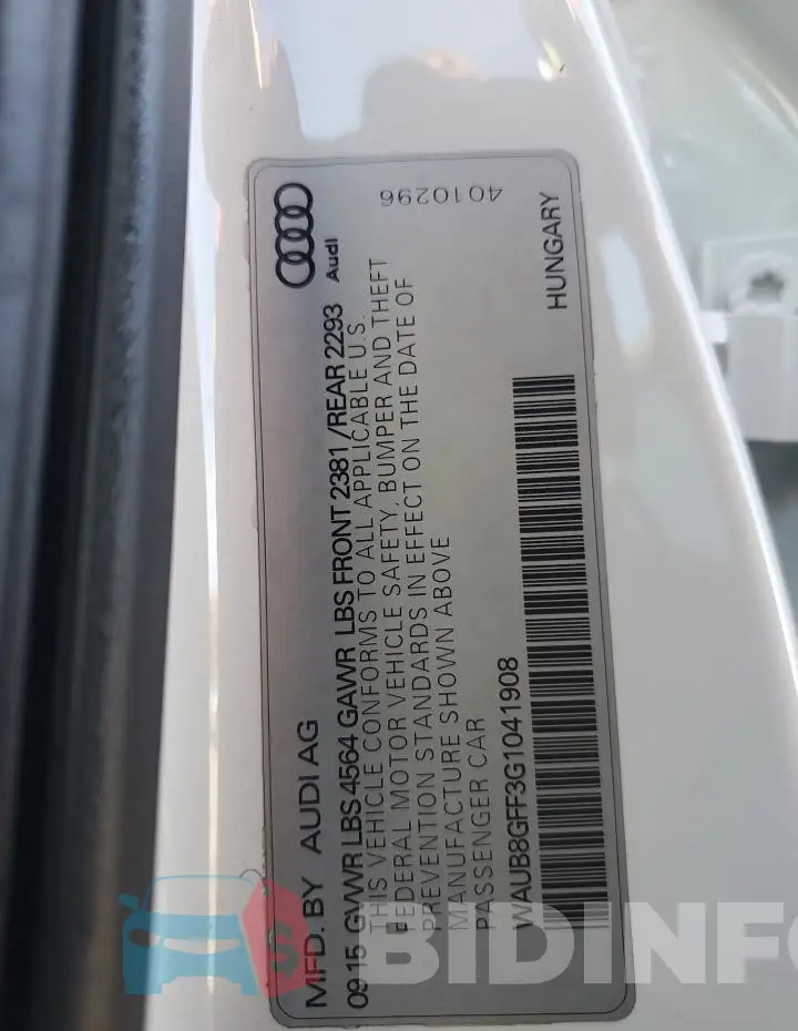 WAUB8GFF3G1041908 Photo# 12