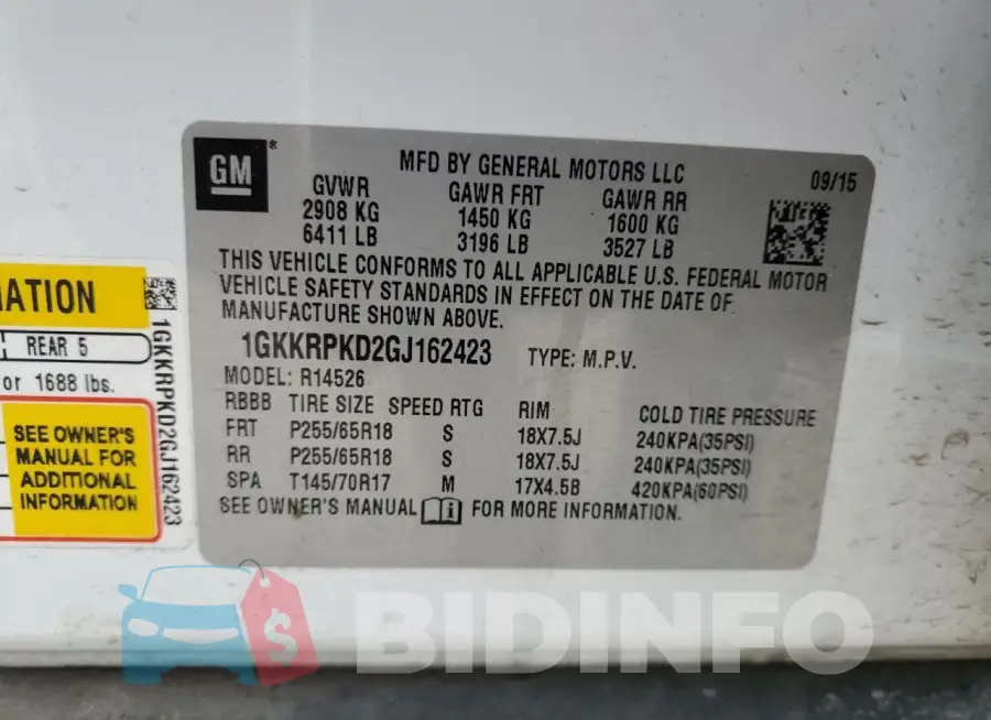 1GKKRPKD2GJ162423 Photo# 13