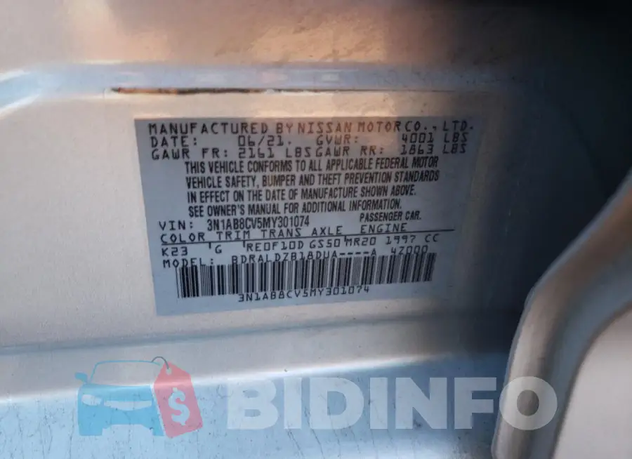 3N1AB8CV5MY301074 Photo# 12