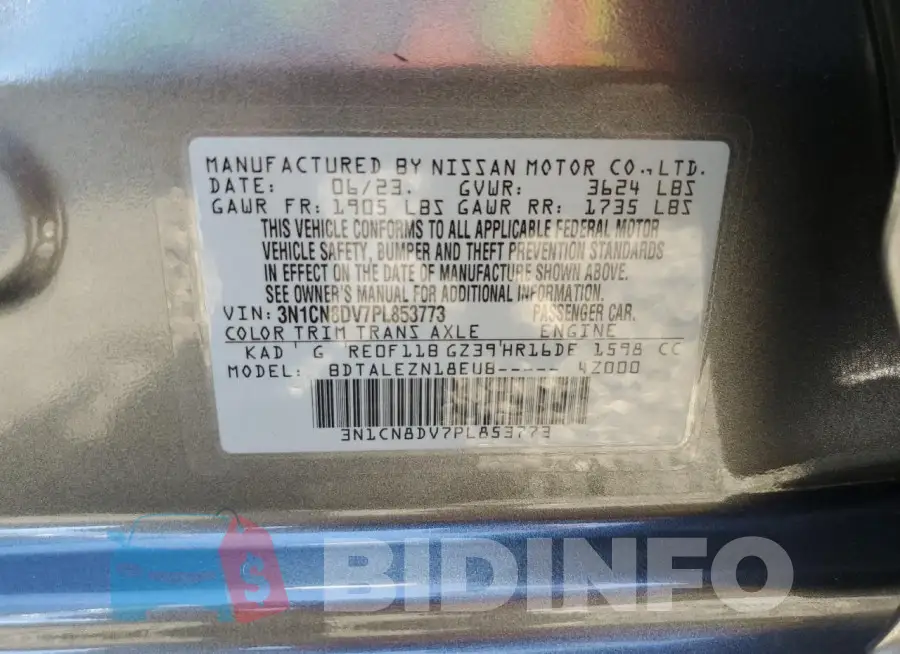 3N1CN8DV7PL853773 Photo# 12