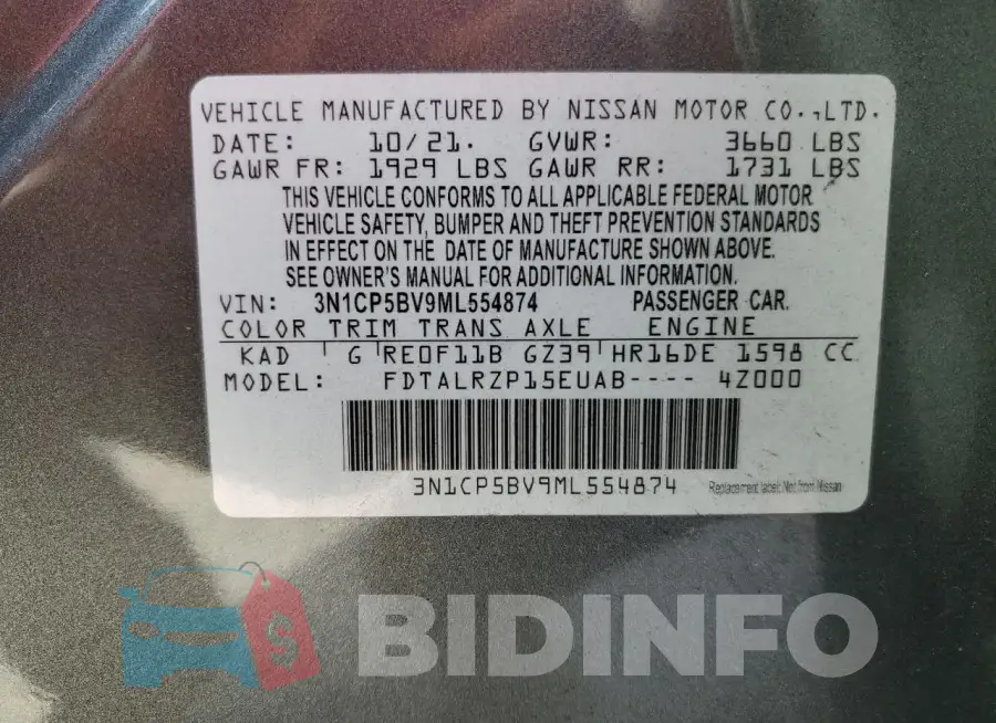 3N1CP5BV9ML554874 Photo# 13