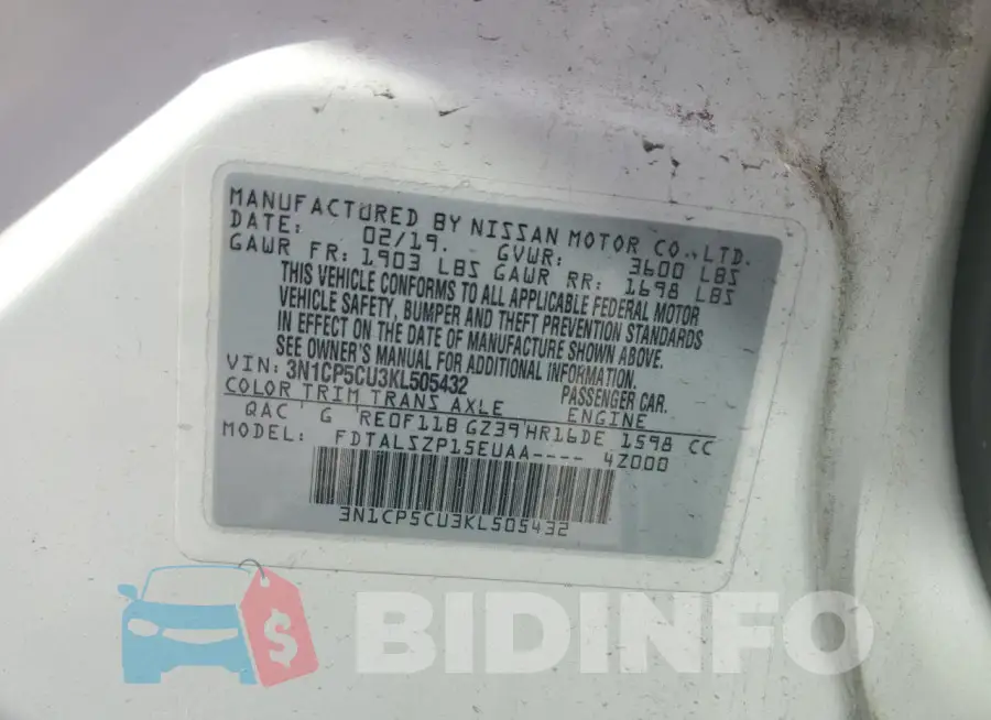3N1CP5CU3KL505432 Photo# 12