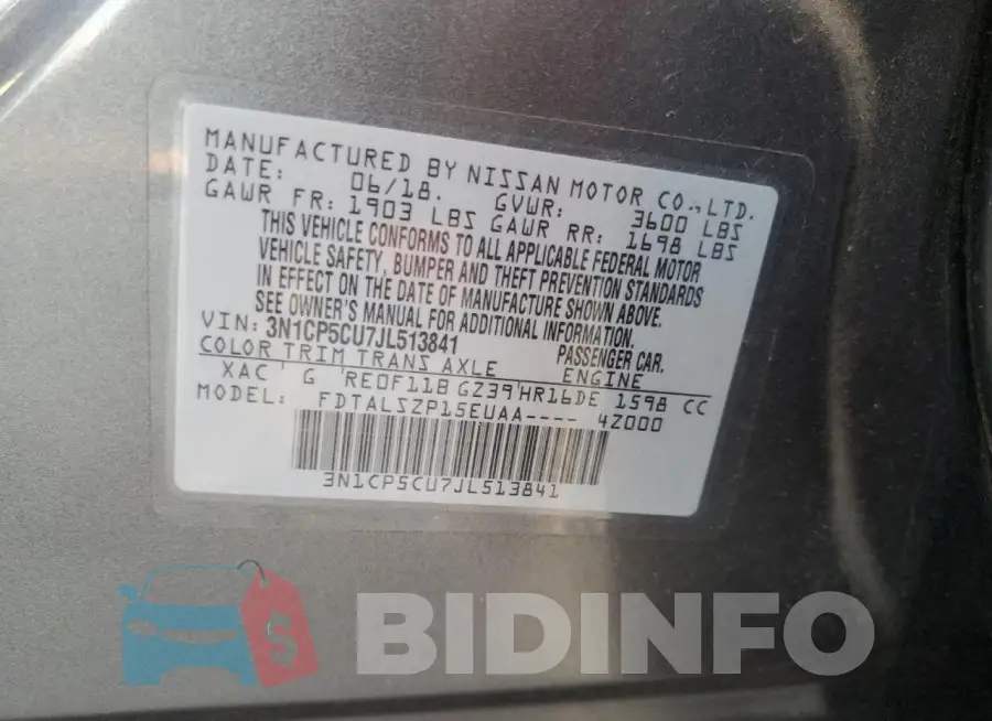 3N1CP5CU7JL513841 Photo# 14