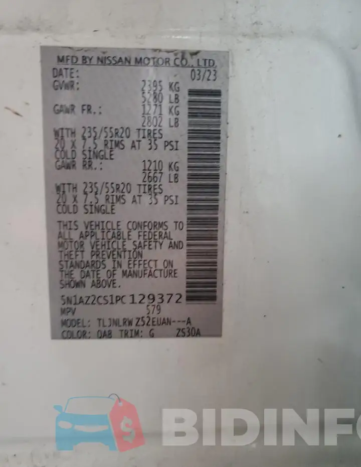 5N1AZ2CS1PC129372 Photo# 14