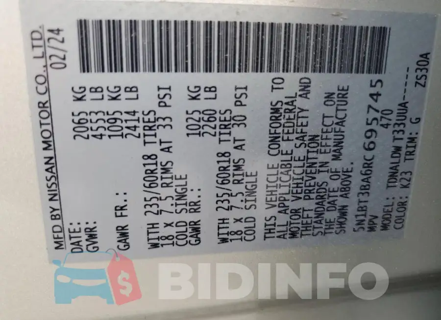 5N1BT3BA6RC695745 Photo# 12