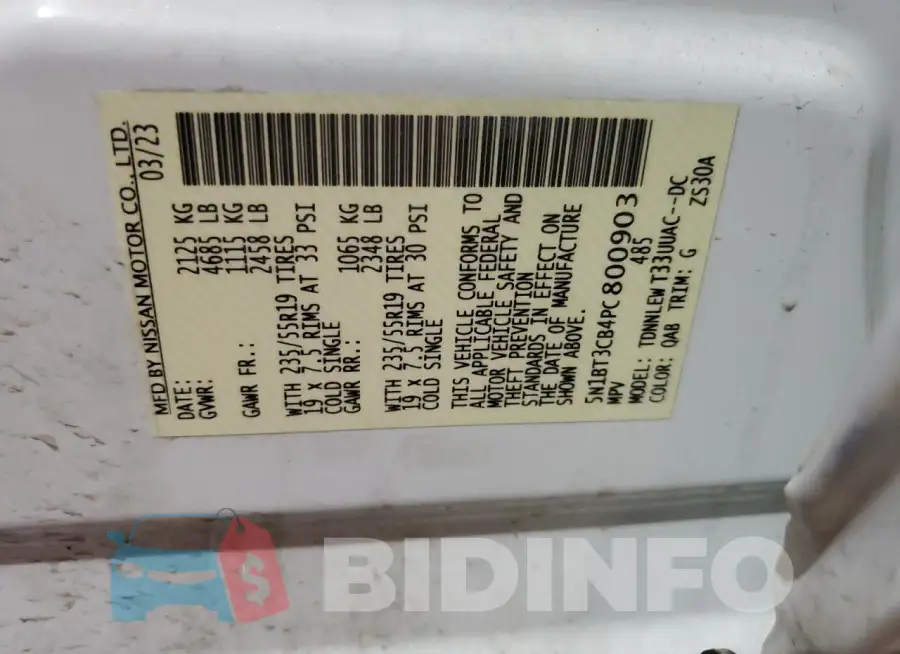 5N1BT3CB4PC800903 Photo# 14