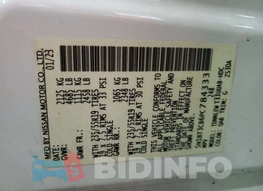 5N1BT3CB6PC784333 Photo# 14