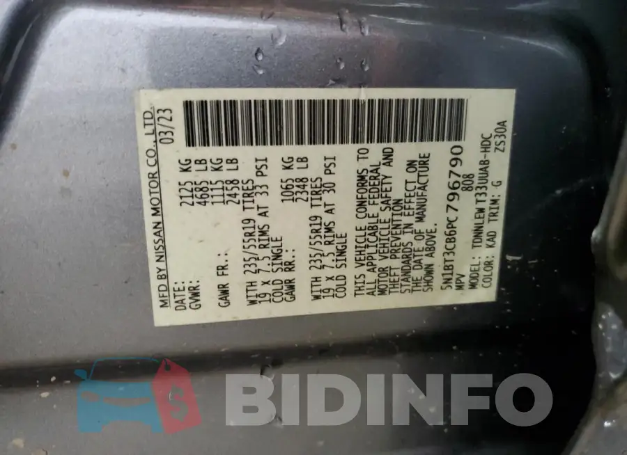 5N1BT3CB6PC796790 Photo# 14
