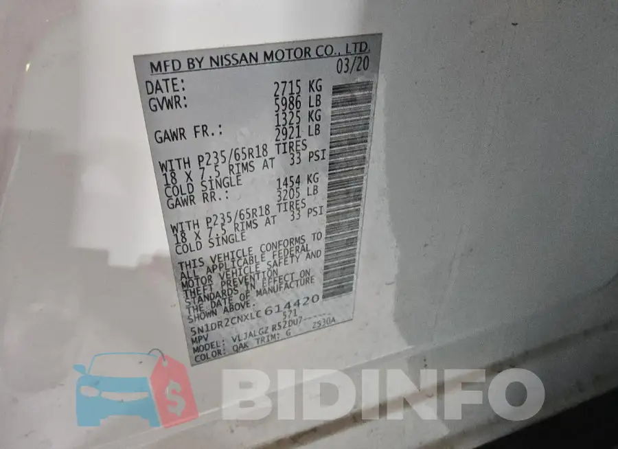 5N1DR2CNXLC614420 Photo# 13
