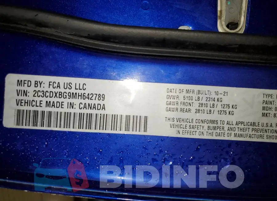 2C3CDXBG9MH642789 Photo# 13
