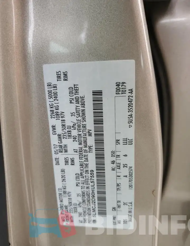 5LMCJ2D90HUL57559 Photo# 13