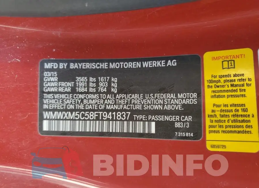 WMWXM5C58FT941837 Photo# 12