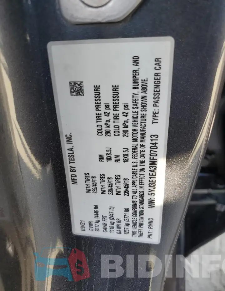 5YJ3E1EA3MF070413 Photo# 13