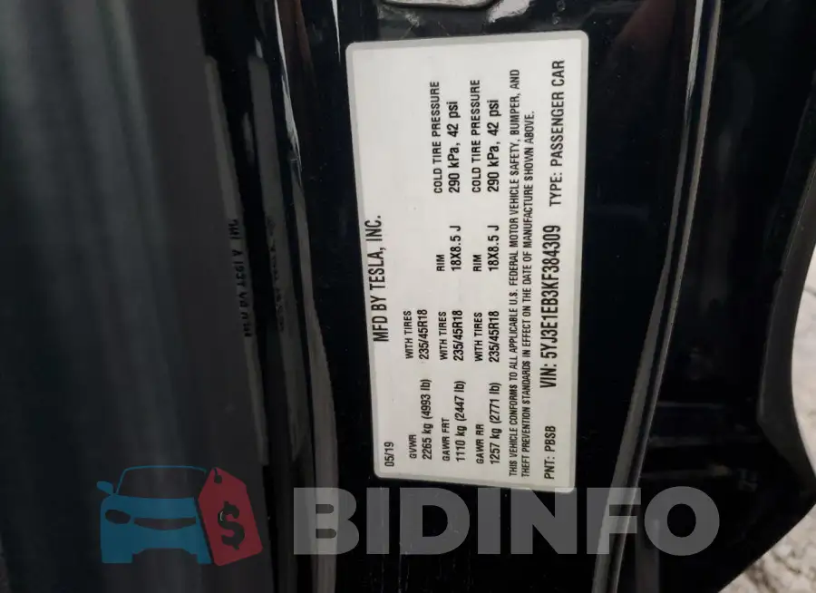5YJ3E1EB3KF384309 Photo# 12