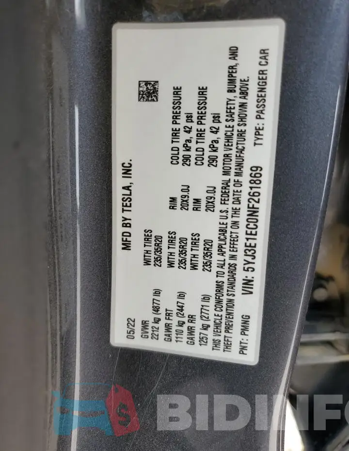 5YJ3E1EC0NF261869 Photo# 12