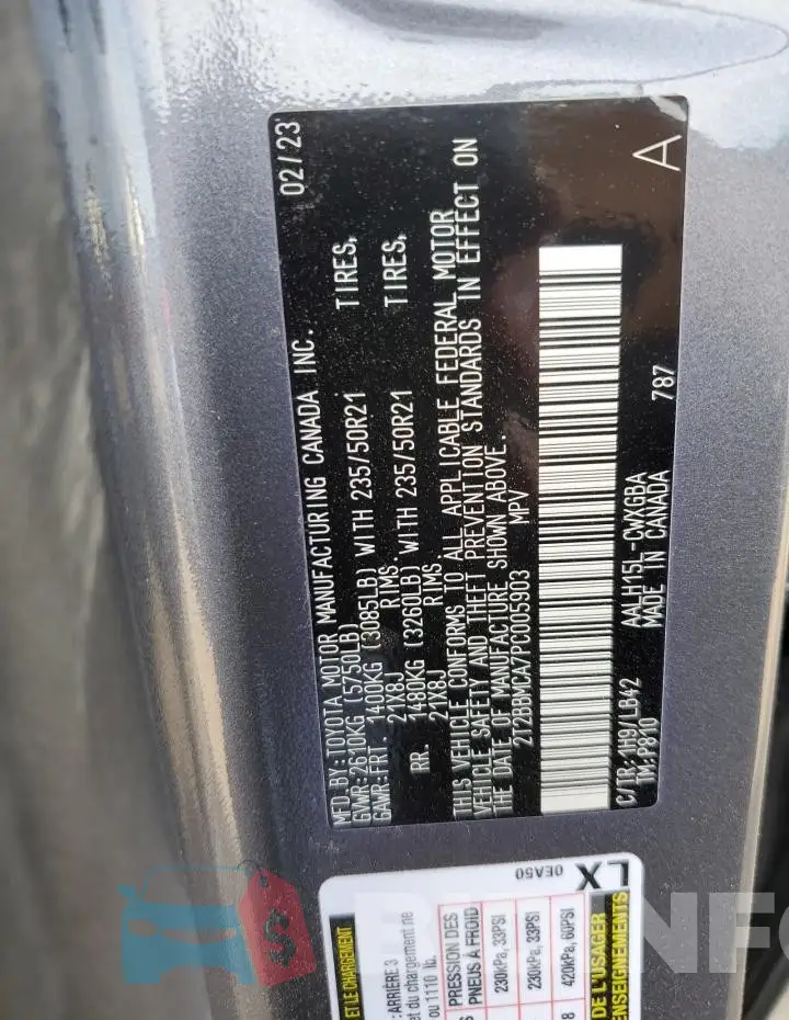 2T2BBMCA7PC005903 Photo# 13