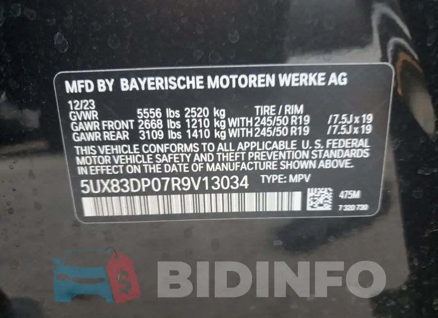 5UX83DP07R9V13034 Photo# 14