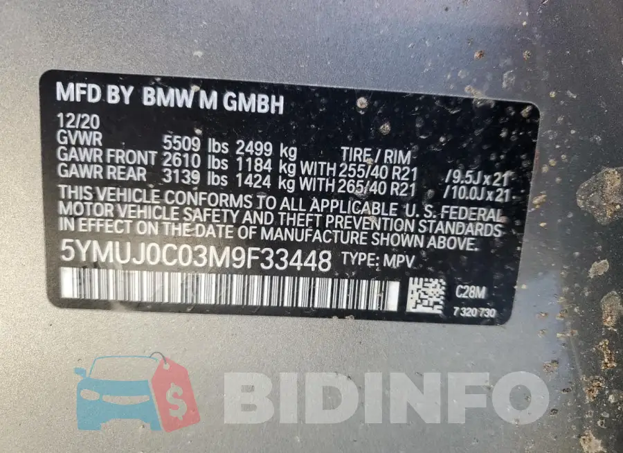 5YMUJ0C03M9F33448 Photo# 12