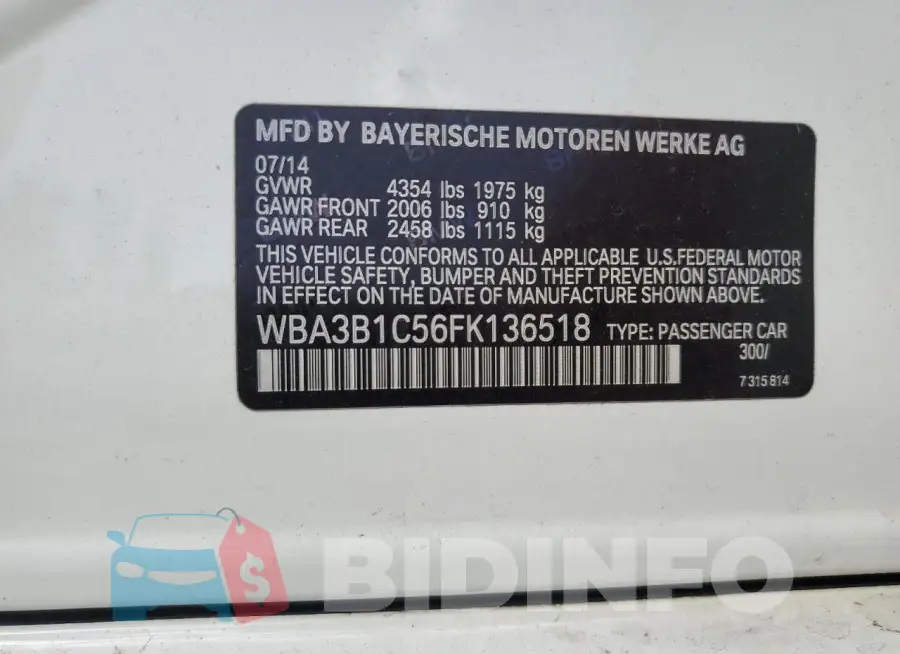 WBA3B1C56FK136518 Photo# 12