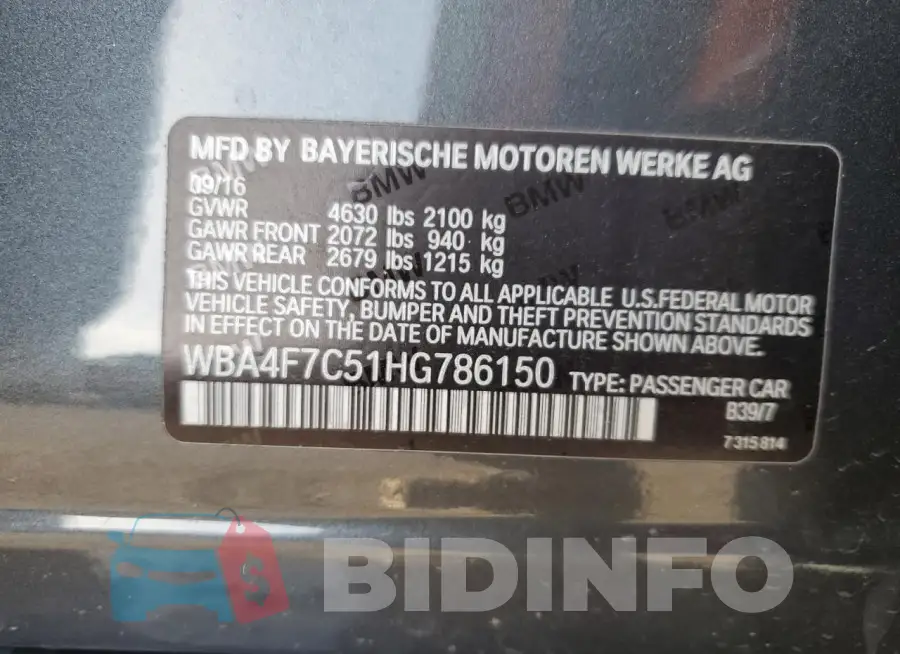 WBA4F7C51HG786150 Photo# 12